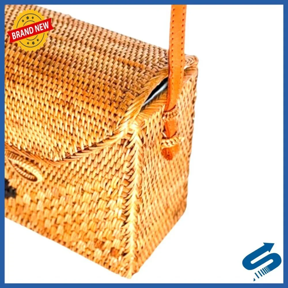 Handmade Rattan Woven Purse Boho Straw Bag Crossbody Tote Summer Essential